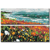 Painting by Numbers Panoramic Flower Meadow by The Sea, - 2-Panel